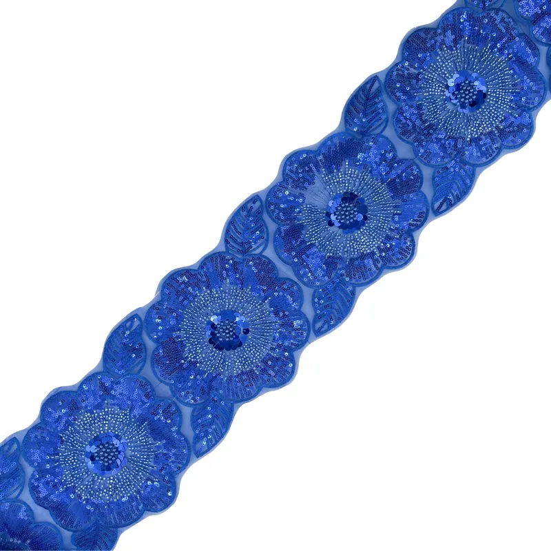 Lace yenye maua na shanga — Mifano ya nyeusi, zambarau, bluu na dhahabu