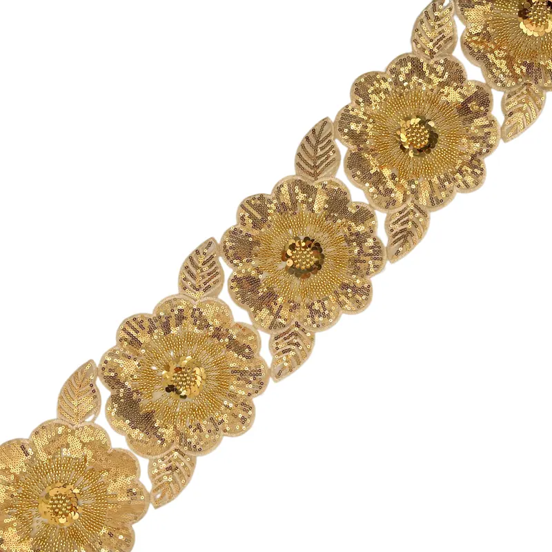 Lace yenye maua na shanga — Mifano ya nyeusi, zambarau, bluu na dhahabu