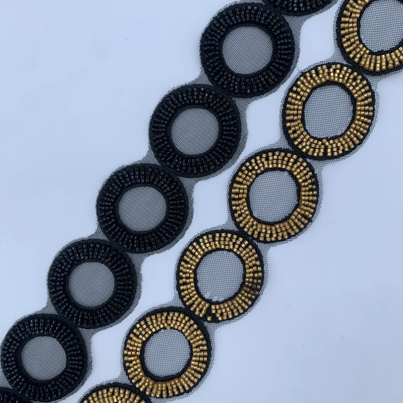 Black & gold circle trim