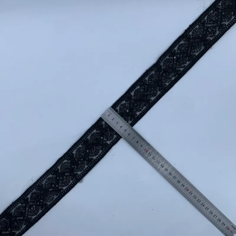 Black scroll lace border — Black
