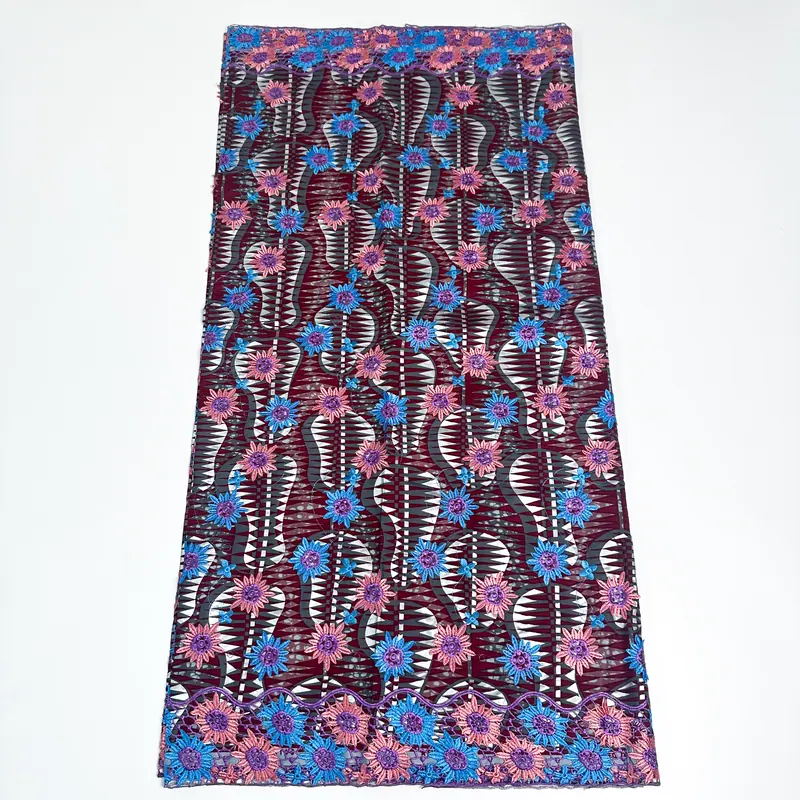 Burgundy floral stripe — Burgundy, blue & pink