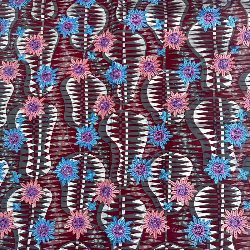 Rayures florales bordeaux — Bordeaux, bleu et rose