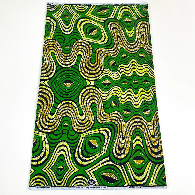 Green orbit wax print — Green, gold & black