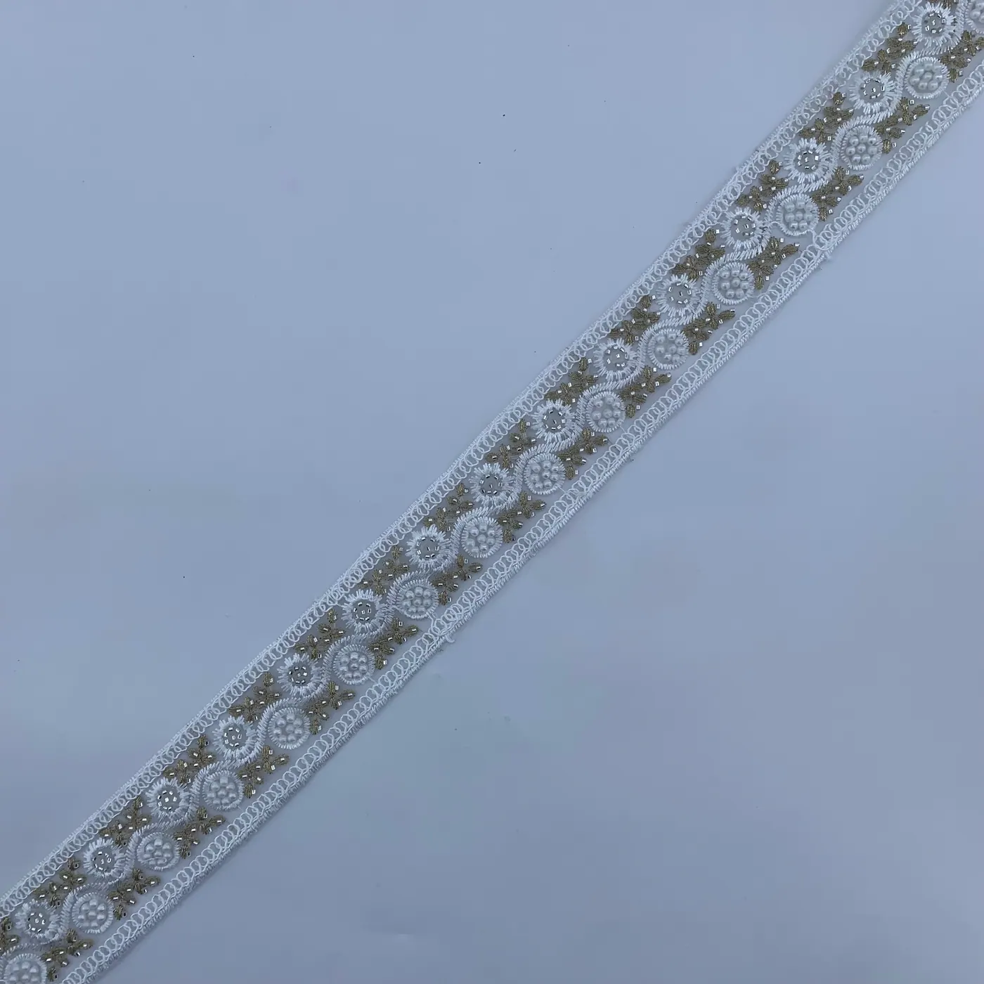 Ivory & gold scroll trim