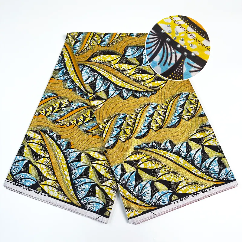 Ochre leaf wax print — Ochre, ivory & black