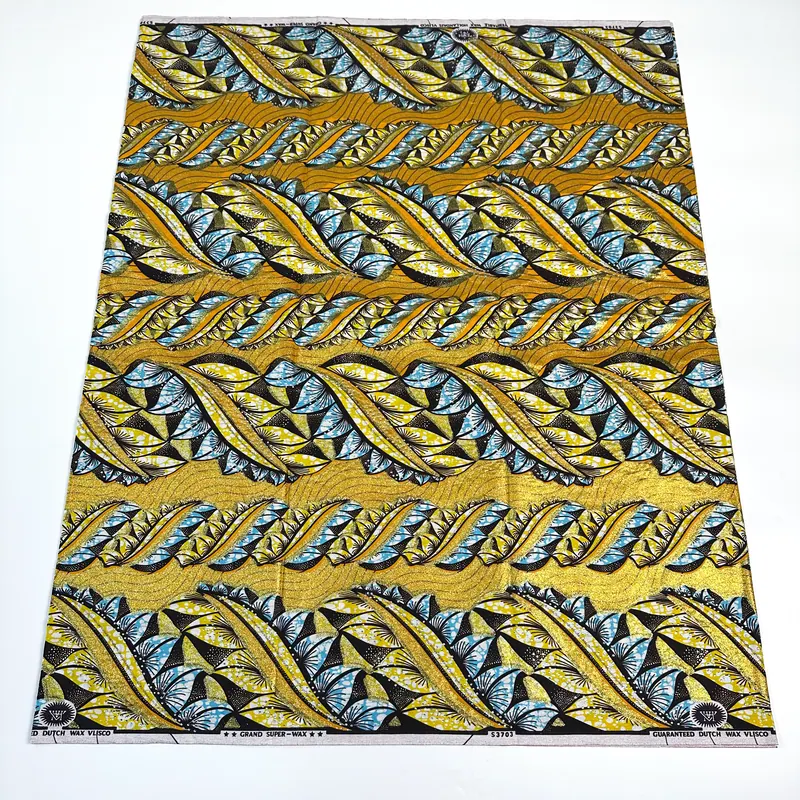 Ochre leaf wax print — Ochre, ivory & black