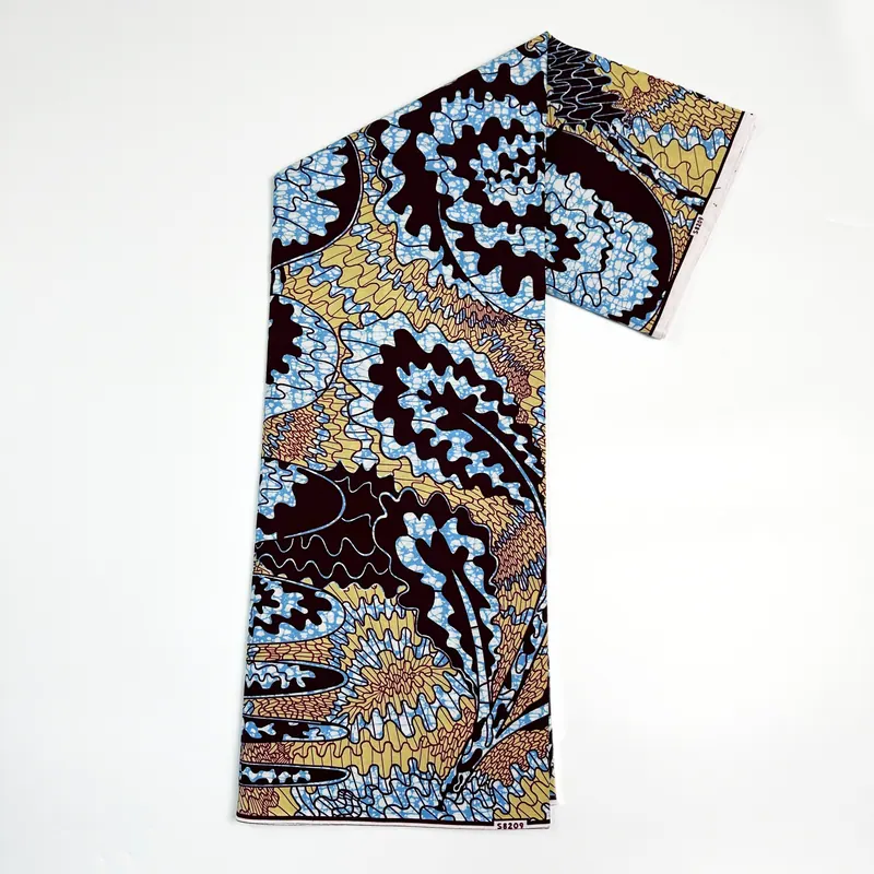 Sky blue floral fan — Sky blue, ochre & burgundy