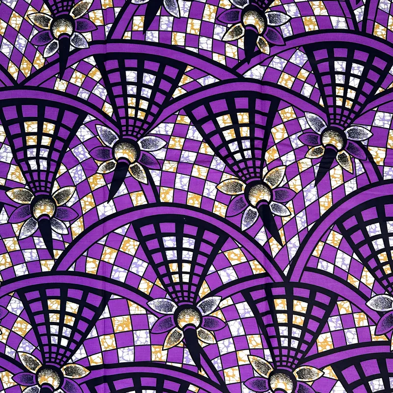Wax treillis violet — Violet, ivoire et olive