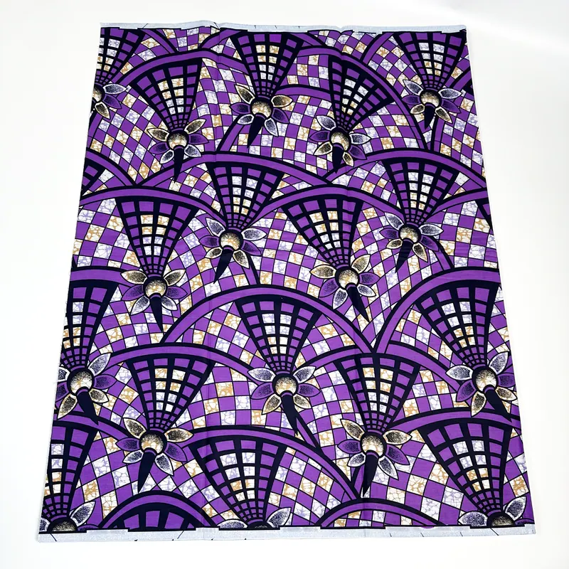Wax treillis violet — Violet, ivoire et olive