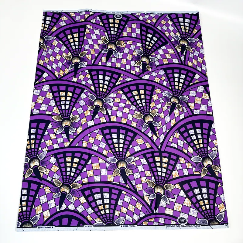 Violet lattice wax print — Violet, ivory & olive