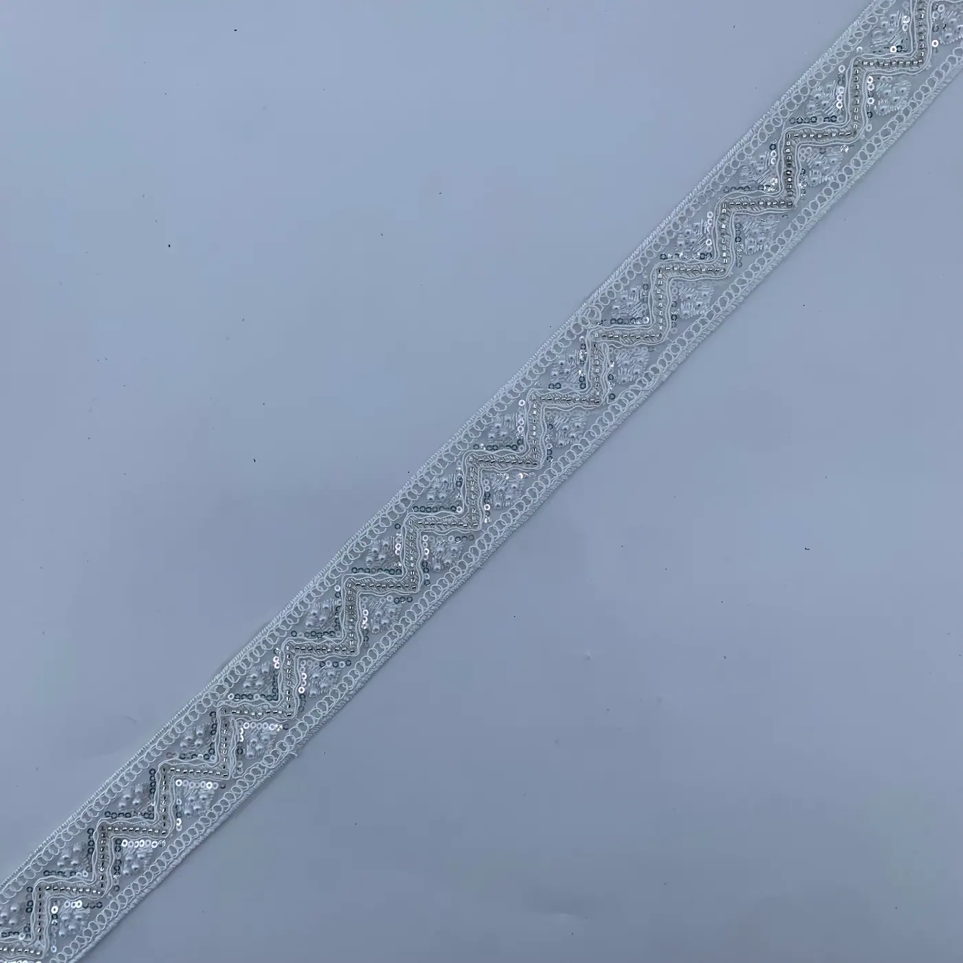 White geometric lace trim
